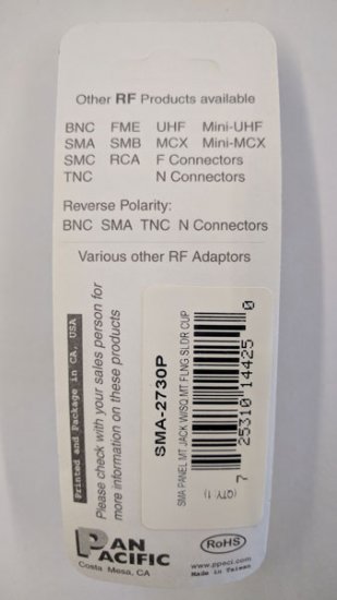SMA Panel Mount Jack