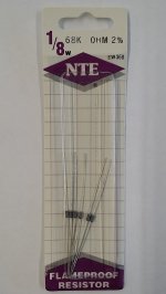 68K Ohm, 1/8W, 2% Metal Film Flameproof Resistor (6Pk)