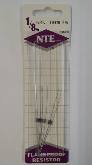68K Ohm, 1/8W, 2% Metal Film Flameproof Resistor (6Pk)