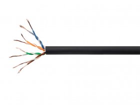 250Ft 24AWG Cat5e 350MHz UTP Solid Ethernet Cable (Black)