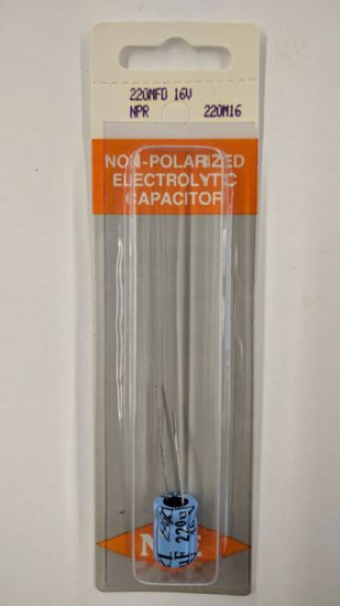 220uf 16V Non-Polar Radial Lead Electrolytic Capacitor