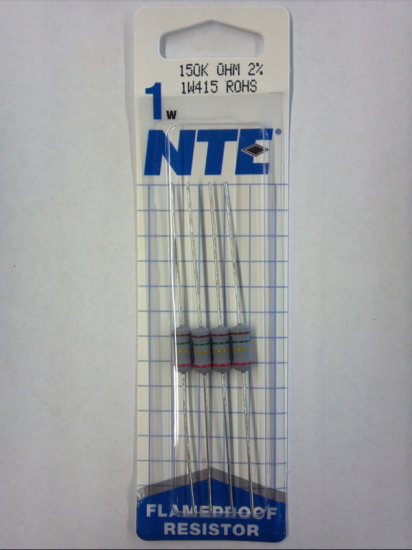 150K Ohm 1 Watt Metal Oxide Film Resistor (4Pk) 2% Tolerance
