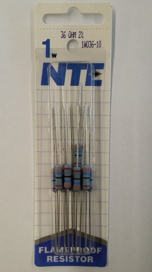 36 Ohm 1 Watt Metal Oxide Film Resistor (10Pk) 2% Tolerance