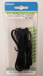 Size M 5.5/2.1mm Coaxial DC Power Plug In-Line 6Ft Leads 18Awg