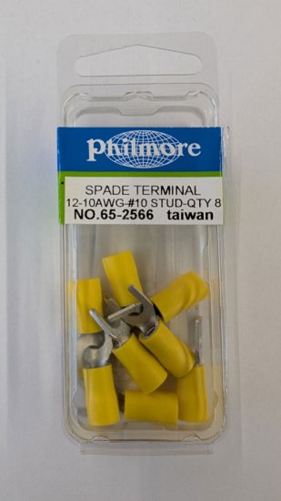 Fork/Spade Insulated 12-10Awg #10 Stud (8Pk) Yellow Vinyl