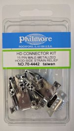 HD15 Male Connector Kit (Solder Type) Metalized Plastic Hood
