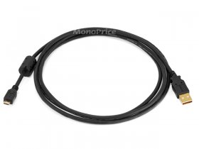 6Ft Black USB 2.0 A Male to Micro-B 5pin Male Cable w/ Ferrite