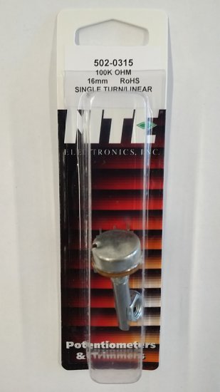 100K Linear Taper Pot 0.2W (16mm) Combo Terminals 30mm Shaft