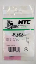 NTE342 T-NPN, Si, RF Power Output, High Freq (PO 6W, 130-175MHz)