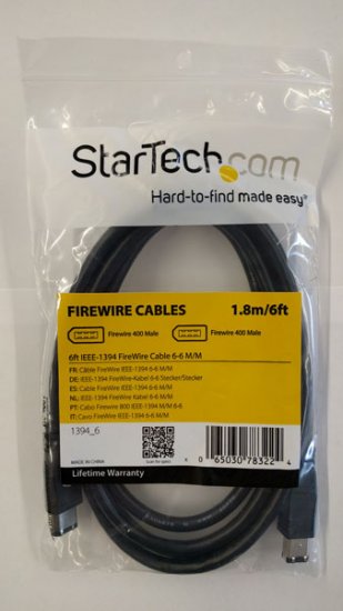 6ft IEEE-1394 FireWire Cable 6-6 M/M