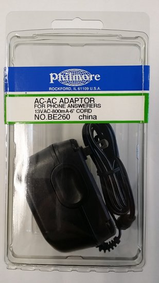120VAC to 13VAC 0.8A (800mA) AC/AC Adapter Size M 5.5/2.1mm