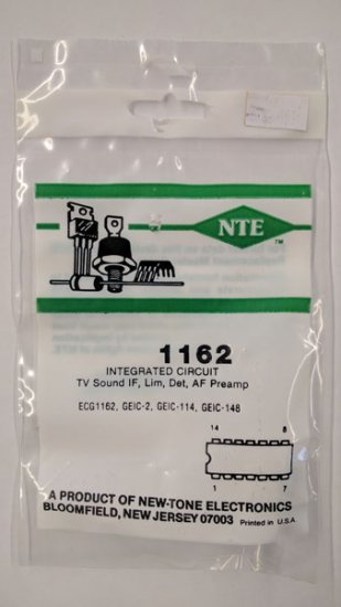 NTE1162 IC, TV Sound IF Amp & FM Detector, 14-Lead DIP