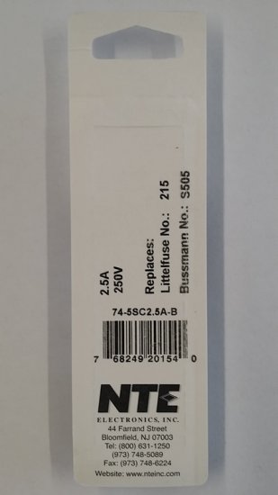 2.5 Amp (S505) Ceramic Fuse (5Pk) Slow Blow 5x20mm