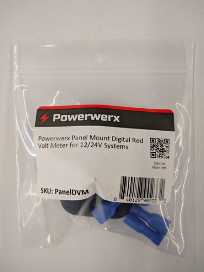 Powerwerx Panel Mount Digital Red Volt Meter for 12/24VDC