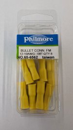 Bullet Female Fully Insulated Vinyl 12-10Awg 0.195" (8Pk) Yellow
