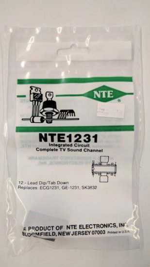 NTE1231 IC, Complete 4 Watt TV Sound Channel, 12-Lead DIP w/Tab