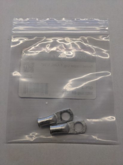 Tinned Copper Lug, 8 Awg, 5/16", 2Pk