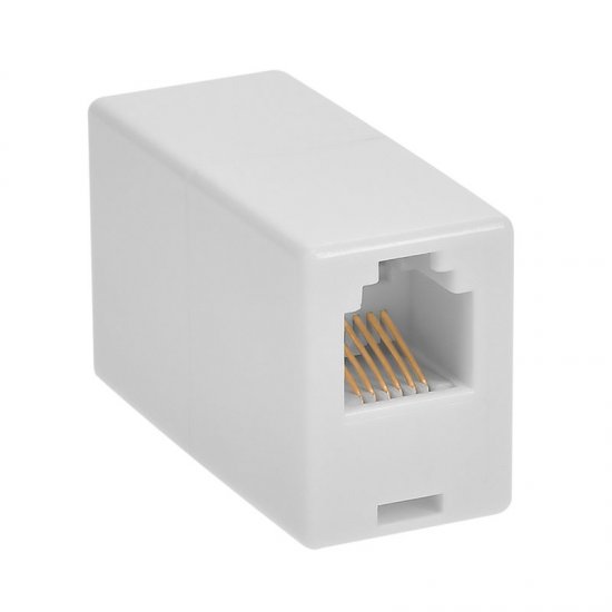 6P6C RJ12 Modular Inline Coupler Straight Data (White)