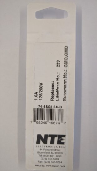 1.6 Amp (GMD) Glass Fuse (5Pk) Slow Blow 5x20mm