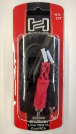 6" Stereo Breakout 1/4in TRSF to Dual RCAF