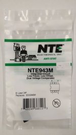 NTE943M IC, Low Power/Offset, Dual Voltage Comparator, 8-MiniDIP