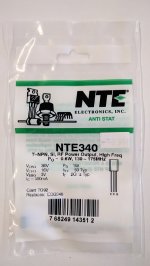 NTE340 T-NPN, Si, RF Pwr Output, High Freq (PO 0.6W, 130-175MHz)