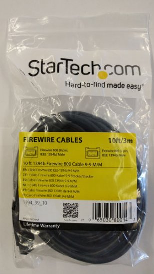 10 ft 1394b Firewire 800 Cable 9-9 M/M
