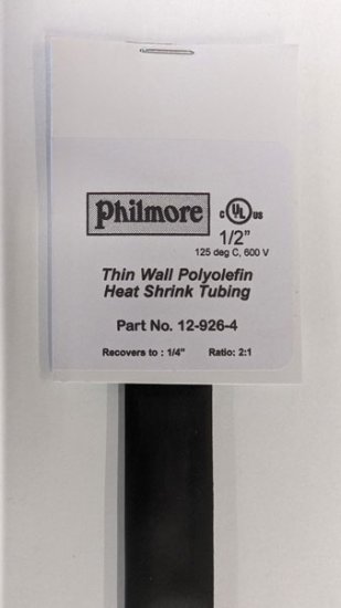 1/2" Black 48" Thin Wall 2:1 Polyolefin Heat Shrink Tubing