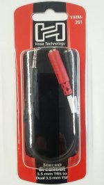 6in Stereo Breakout Cable 3.5mm TRS to Dual 3.5mm TSF