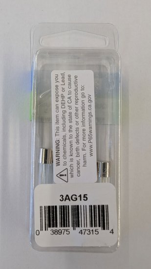 15 Amp 3AG Glass Fuse (5Pk) Fast Acting 1/4"x1-1/4"