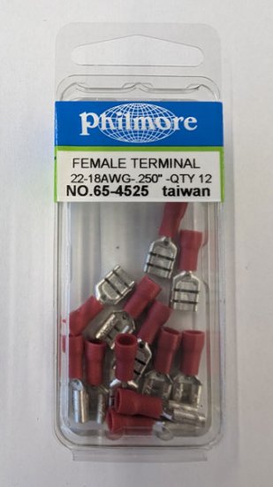 Quick Connect Female Insulated 22-18Awg 0.250" (12Pk) Red Vinyl