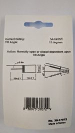 Non-Mercury Tilt Switch 0.5A@24VAC 15* N.O./N.C.