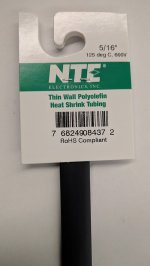5/16" Black 48" Thin Wall 2:1 Polyolefin Heat Shrink Tubing