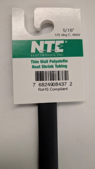 5/16" Black 48" Thin Wall 2:1 Polyolefin Heat Shrink Tubing