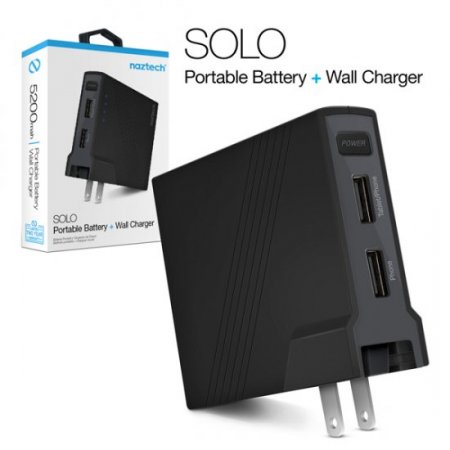 Naztech SOLO Portable Battery + Wall Charger (5200mah)