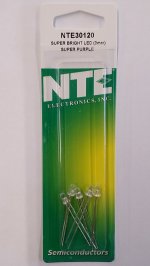 3mm Super Bright UV/Purple LED 75mcd (5Pk) Clear Lens