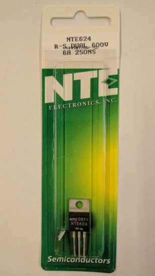 NTE624 Si Rectifier, Fast Recovery, Dual, Center Tap, 600V, 6A,
