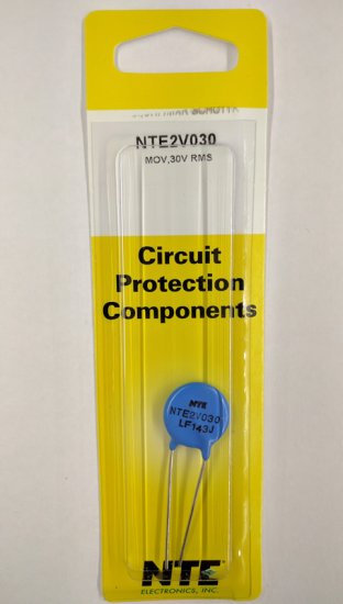 NTE2V030 MOV 30V RMS, 16mm, 8.5 Joules, ITM=1000A, VCL=95V