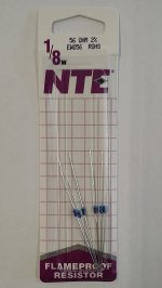 56 Ohm, 1/8W, 2% Metal Film Flameproof Resistor (6Pk)