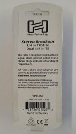 6" Stereo Breakout Cable 1/4in TRSF to Dual 1/4in TS