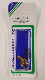 SMA Bulkhead Jack 3-Piece Crimp RG-174/U RG-316/U (Gold)