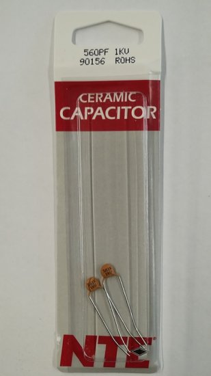 560pf/0.56nf/0.00056uf 1000V Ceramic Disc Capacitor (2Pk)