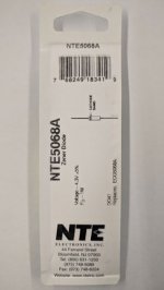 NTE5068A Zener Diode 4.3V 1W, DO-41/DO-15 (2Pk)
