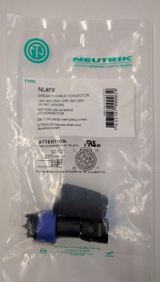 Neutrik NL4FX 4 Pole Cable Connector, Chuck Type Strain Relief