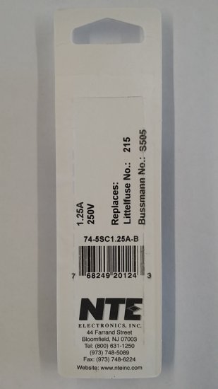 1.25 Amp (S505) Ceramic Fuse (5Pk) Slow Blow 5x20mm