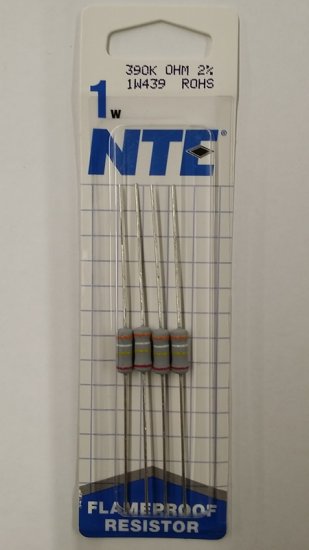 390K Ohm 1 Watt Metal Oxide Film Resistor (4Pk) 2% Tolerance
