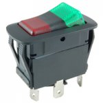 SPDT 12VDC Red/Green LED Lighted Rocker On-None-On 21A NTE