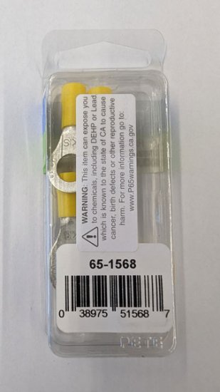 Ring Terminal Insulated 12-10Awg 5/16" Stud (5Pk) Yellow Vinyl