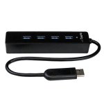 4 Port Portable SuperSpeed USB 3.0 Hub with Built-in Cable