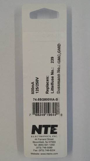 0.8 Amp (800mA) GMD Glass Fuse (5Pk) Slow Blow 5x20mm